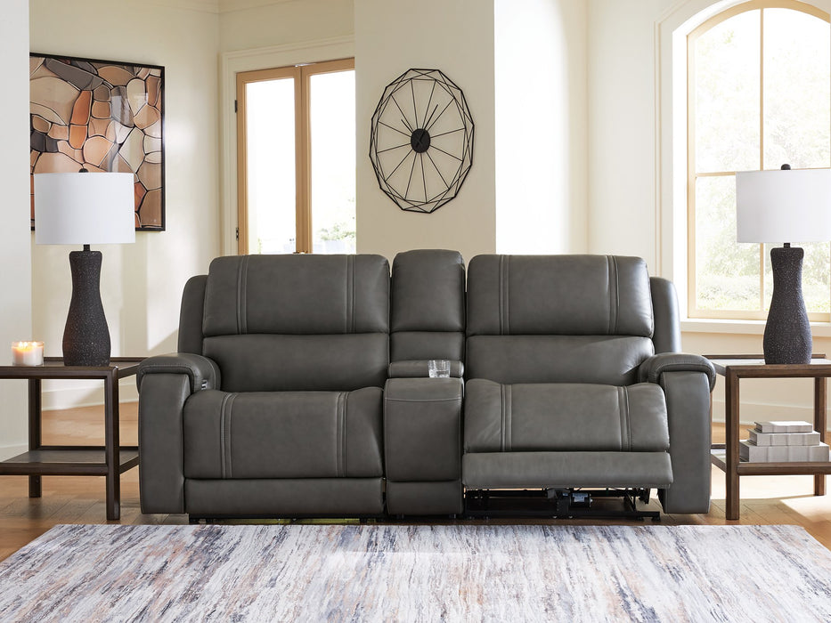 5Z - Pittson Power Reclining Sectional Loveseat with Console - Hammers Furniture (MN)