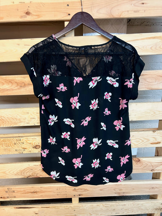 MM Black Floral Top