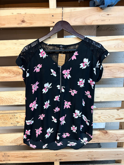 MM Black Floral Top